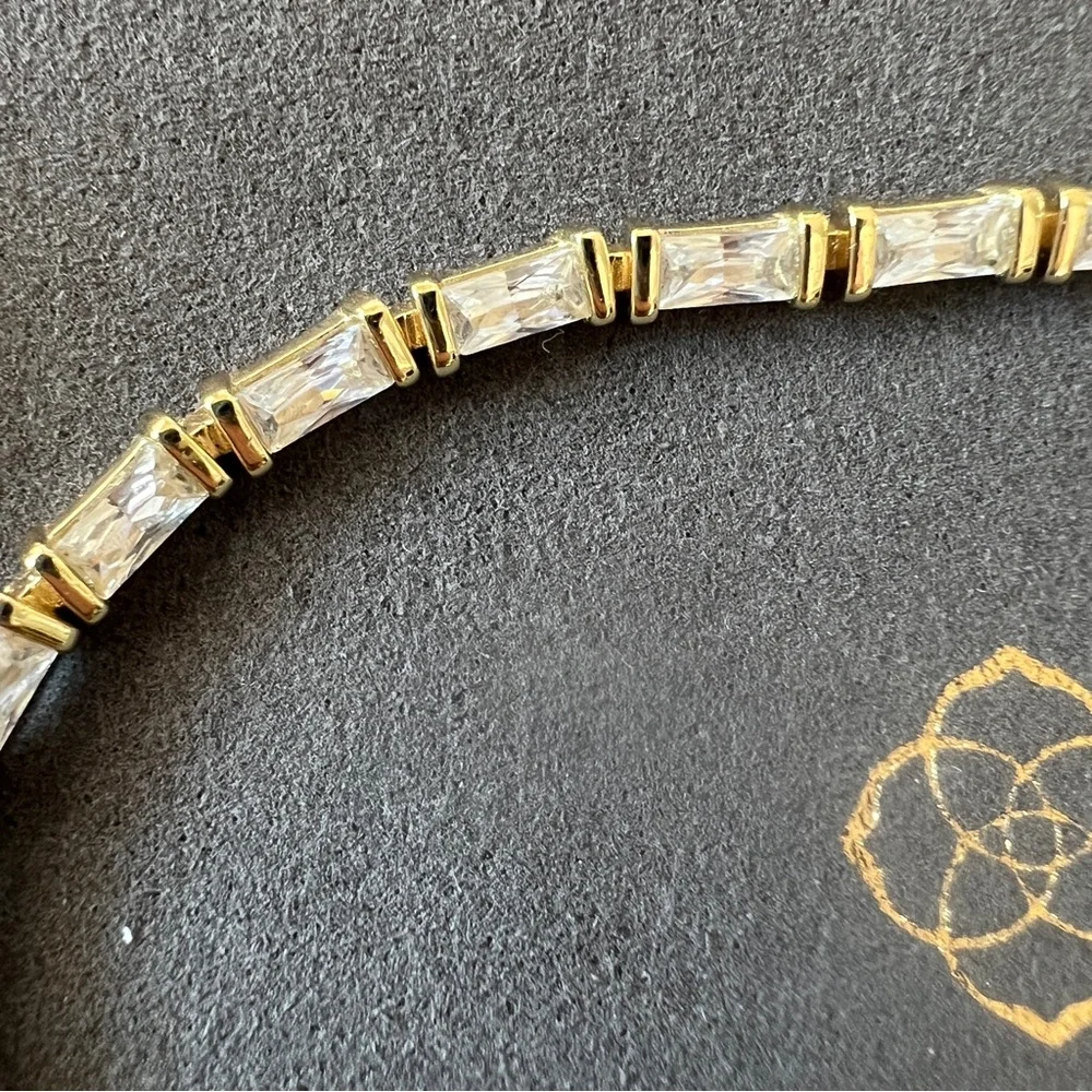 Kendra Scott Juliette 14K Gold Plated CZ Baguette Earrings and Bracelet - Picture 7 of 8